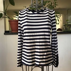 Anne Klein blue and white stripes shirt